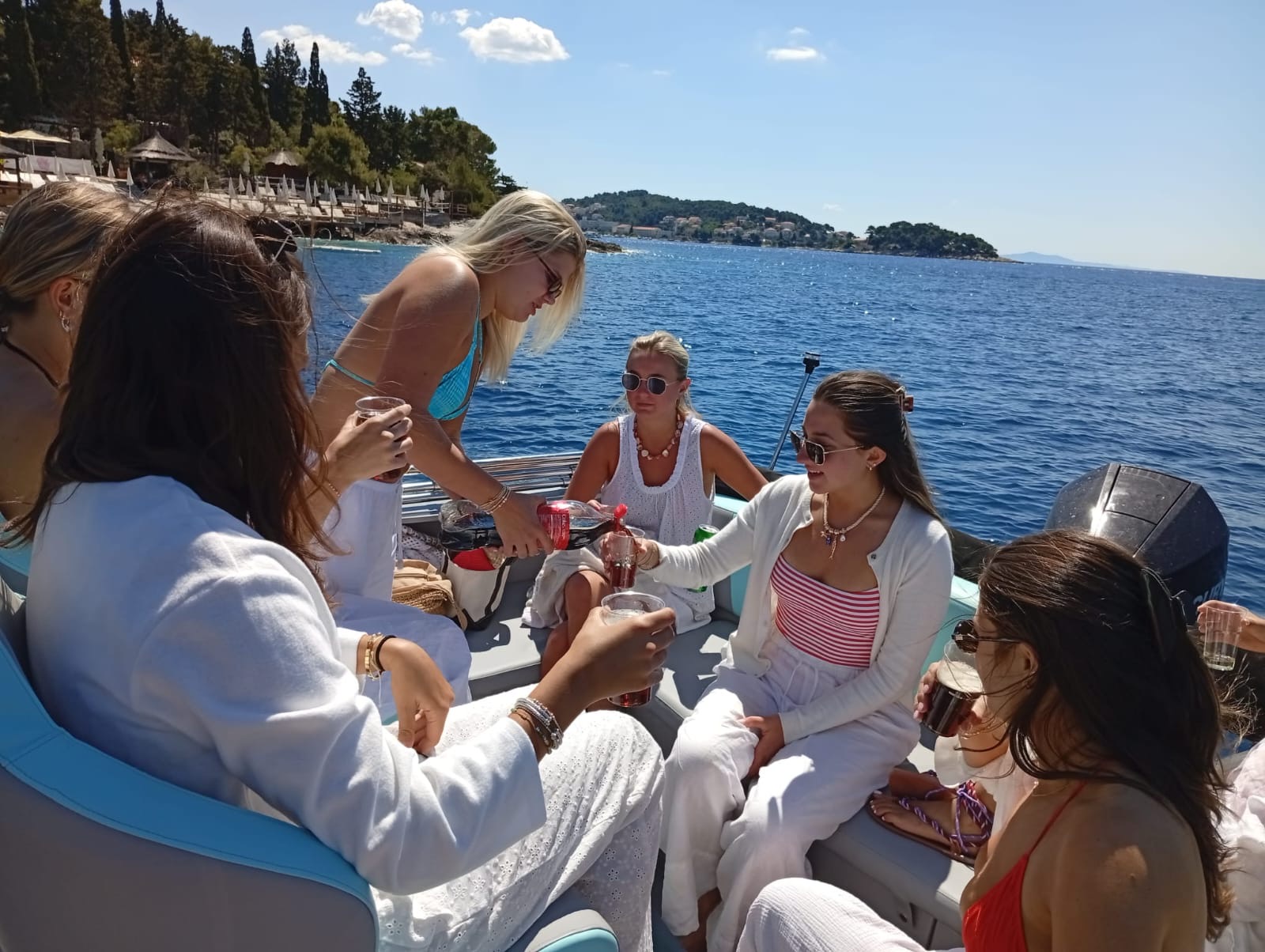Celebrating on board near Hvar island